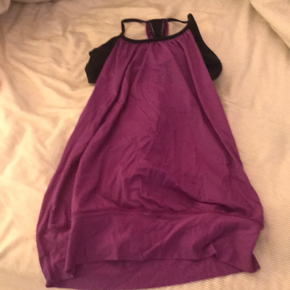 Purple and black yoga top